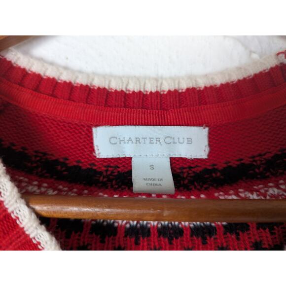 Charter Club Scottie Sweater Womens Small Red Love Dogs Novelty Pullover Hearts - Picture 4 of 6